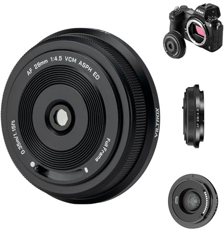 VILTROX AF 28mm f/4.5 f/4.5 Pancake Lente para Montura Nikon Z, Lente de Enfoque automático fotograma Completo con Apertura Constante Compatible con Montura Nikon Z Z5 Z6 Z6II Z7 Z7II ZFC Z30 Z9 Z8