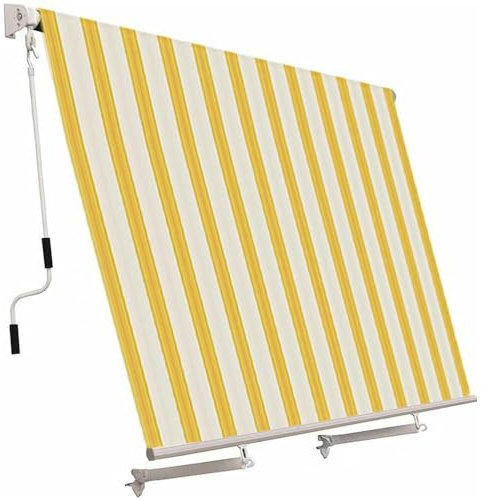 Tenda da sole a caduta 250x250 cm in alluminio con bracci per esterno inclinazione fissa gialla e beige
