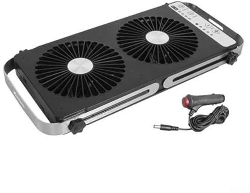 Yuanpgky Ventilatore portatile per tetto camper, con lunghezza regolabile 37,5-58,9 cm, design a doppia fila per finestre di camper, rimorchi, con protezione da sovracorrente (nero)