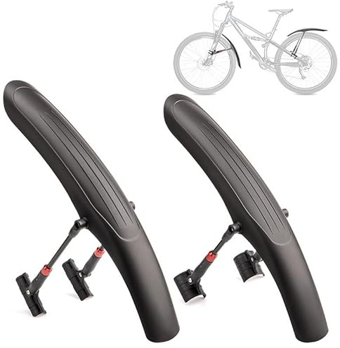 FACAIIO Set di parafanghi per bicicletta, in lega di alluminio, regolabile, a sgancio rapido, anteriore e posteriore, per parafanghi per bici leggere, 19, nero