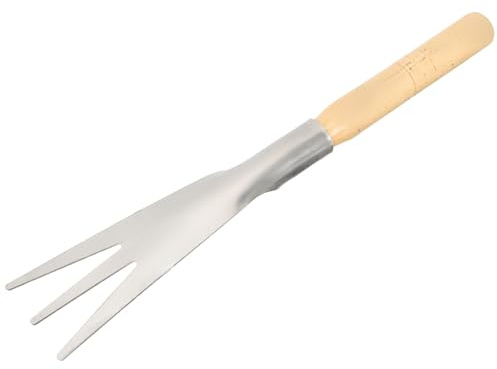 TOYANDONA 3-Toothed Stainless Steel Gardening Trowel for Weeding and Vegetable Planting, Small Hand Spade with Wooden Handle, Sturdy Garden Tool for Soil Digging and Transplanting