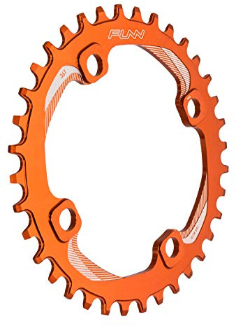 FUNN Solo Narrow Wide Kettenblatt für 9 10 11 12 Gang-Kette, passend für Kurbelgarnitur mit 104mm BCD-Schnittstelle, Einzelgeschwindigkeits-Kettenblatt (36 Zähne, Orange)