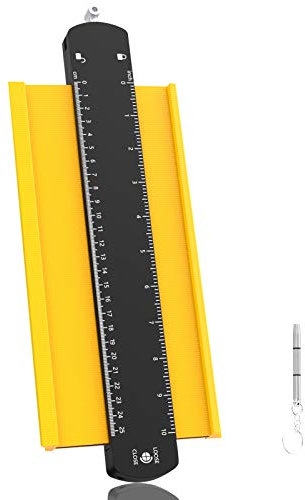 Jauge De Contour Verrouillable Copieur De Contour Avec Serrure Réglable Copieur De Forme Marquage Pour Précision De Mesure De Carrelage Outils De Bricolage，Gabarits de Menuiserie, Carreaux (Jaune)