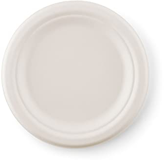 PAPPERI® 125 piattini piani cm 17,5 biodegradabili e compostabili, in fibra di canna da zucchero naturale, estremamente rigidi e resistenti, per frutta e dessert, feste, catering e ricevimenti