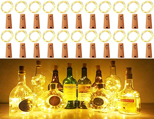 LERNOU Wine Bottle Lights with Cork 22 Pcs Warm White