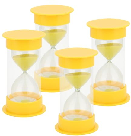 KEILEOHO 4 PCS 10 Minutes Sand Timer, Yellow Countdown Hourglass Sand Clock, Sandglass Sand Timer for Home Office Kitchen