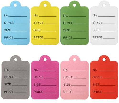 Frcctre 2000 Pcs 8 Colors Price Tags, 1.3 Lx1.8 H Clothing Tags Coupon Tags Merchandise Marking Tags Labeling Tags Paper Tags for Handmade Clothing Jewelry Crafts