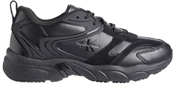 Calvin Klein Chunky Sole Sneaker Hombre Retro Tennis Low Lace de Ante, Negro (Triple Black), 44