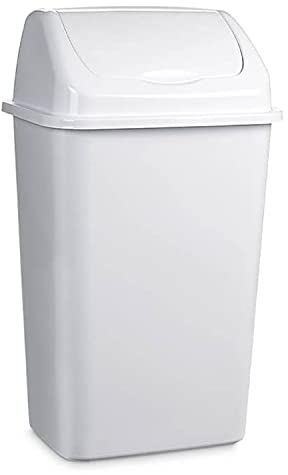 CABLEPELADO Papelera plastico basculante, Cubo basura basculante, Basura plástico tapa basculante, 47 cm altura x 28.5 cm ancho x 22.5 cm fondo, PP5 Plástico resistente, Capacidad 15 Litros (Blanco)