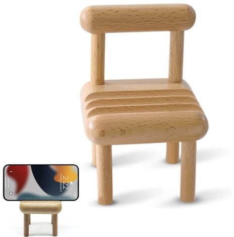 JJiaoLinin Wooden Cell Phone Stand,Mini Wooden Chair Cell Phone Holder Universal Desktop Bedside Phone Holder Portable Mobile Tablet Holder Portable Small Chair Holder for Men Women