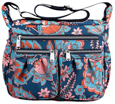 FAVORTALK Grands sacs à bandoulière pour femmes imperméables - Sacs à main multi-poches légers en nylon Sac messager pour dames pour le travail, les voyages, sac à main usage quotidien, 28*22*8cm