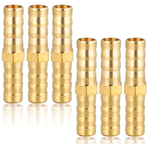Raccord de Tuyau en Laiton 8mm (5/16) - 6 Pièces - Raccord Droit à Barbes, Douille, Fileté - Connecteurs Pour Tuyauterie