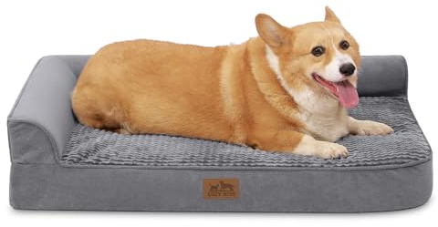 COZY KISS Sofá Perro Ortopédica Grande - Cama Perro Desenfundable y Lavable (Gris-L-Type, M(91 * 69 * 19CM))