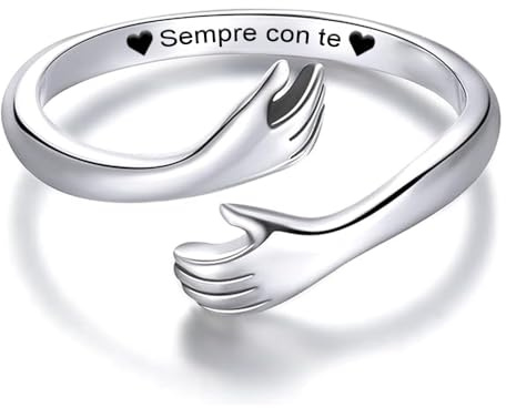 Anello da Donna in Argento Sterling 925 Anello Ispirazionale e d'amore per Moglie Figlia Mamma Fidanzata Amica Dimensione Regolabile Anelli (Moderno, Sempre con te, Regolabile)