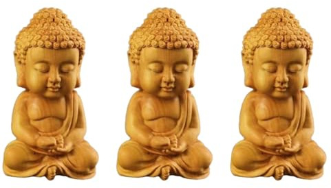 Cabilock Buddha, 3 statuette di Buddha, statuetta di Buddha, strumento di bricolage per auto, decorazione artigianale, grande statua di Buddha, in legno buddha