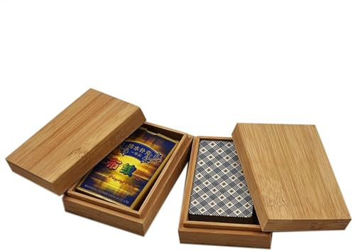 Baamboo - scatola portaoggetti in legno, carta da poker, coperchio, custodia portatile in legno per carte da gioco, tarocchi