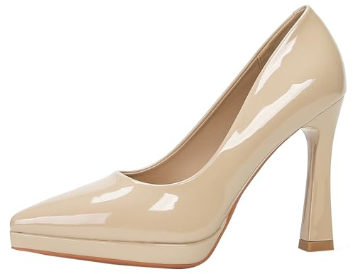 BAICAIBAI Zapatos de Tacón Vestir Salón Cómodos para Mujer Tacones Altos 10/12 cm Clásicos Punta Finos Negocios Trabajo Fiesta Pumps Dress Noche,Nude(10cm),40