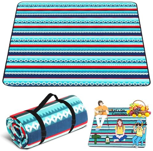 USHOP Picknickdecke,200 cm x 200 cm Campingdecke mit wasserdichte und Thermische Lsolierung Unterseite,Waschbar Strandunterlage,mit Griff Picknick-Matte für Outdoor, Camping, Strand, Park