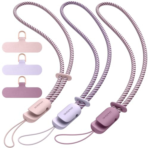 SURPHY 3 Pack Phone Wrist Strap, with CellPhone Tether Tab, Adjustable Phone Lanyard Anti-Theft Phone Strap, A- Pink & Lilac & Lilac Purple
