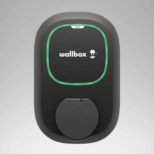 Wallbox Pulsar Max - Caricabatterie per Veicoli elettrici, 7,4 kW, Tipo 2, Wi-Fi, Bluetooth, OCPP, Protezione di Messa a Terra, Presa (con otturatore), Design Facile da installare, Compatibile con