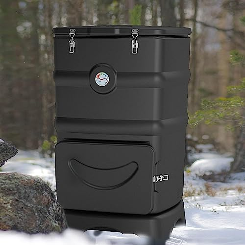 Cubo de compostaje de jardín, contenedor de compostaje aislado resistente para exteriores con herramienta de mezcla y pala, compostador grande de 110 L para una rápida recolección de líquidos