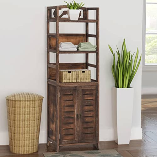 Generic Mörkbrunt Vitrinskåp 46x24x140cm Paulownia Trä Vitrinskåp, 2 Dörrar, 3 Hyllor, Lätt Att Rengöra, Robust Konstruktion, Montering Krävs, 50 Kg Kapacitet, 10 Kg/hylla, Väggfäste, för (Mörkbrun)