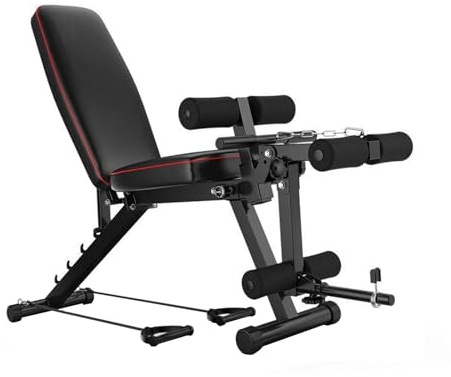 Multifunktionell hopfällbar bänkpress, sit up-träningsutrustning, 200 kg viktkapacitet, 4 positioner justerbart ryggstöd for träning