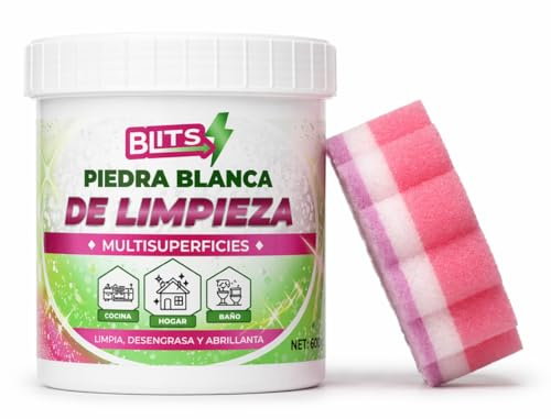 BLITS Piedra Blanca Limpieza Multiusos 600g con Esponja | Fácil Aclarado