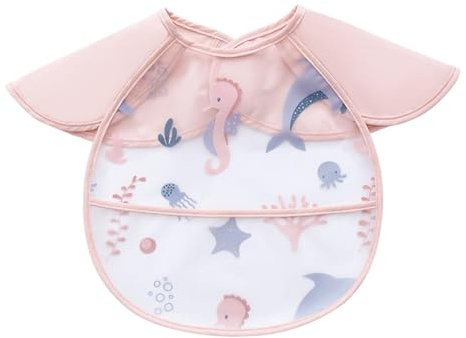 Xgdsnly Bavoir Imperméable Bébé Tablier avec Poche Respirant Léger Facile à Nettoyer Protection pour Peinture Dessin Création Manuelle Convient à L'Alimentati, Monde sous marin