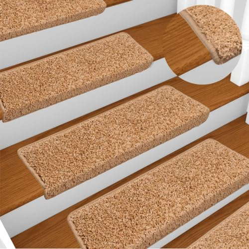 Ziaphsol Stegmattor, 15 st, 65 x 21 x 4 cm, beige, rektangulär, trappskydd, matta, stegdyna av PP med självhäftande, tvättbar, ljudisolering