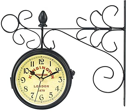 ZJYWMM Horloges de Jardin d'extérieur étanches, Vintage à Rotation Double Face horloges d'extérieur pour Le Jardin à Piles murales