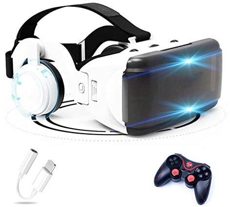 JYMYGS Lunette 3D VR, Casque de Réalité Virtuelle, Casque VR, Contrôleur Bluetooth Smartphone pour iPhone 13 Pro Max/13 Pro/13/12/11, pour Samsung Galaxy S21, Huawei, Xiaomi séries