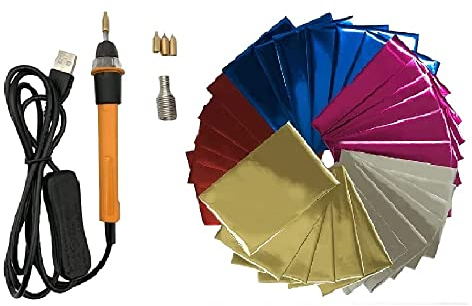 All Splendid USB Hot Stamping Pen Set, 4 Austauschbare Stiftspitzen, DIY Dekoration, Geeignet für Karten Einladung Band Leder, Kalligraphie Folienstift, Bronzing Pen