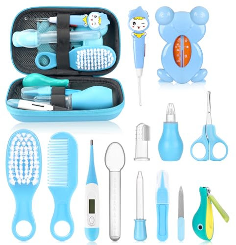 Baby Healthcare and Grooming Kit, Portable Baby Safety Care Set, Baby Essentials kit for Newborn (Blue 13 in 1)