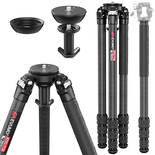 EVUMO Stativ-Carbon-Fiber-Camera-Tripod-161cm, 10x Kohlefaser Mit 75mm-Bowl-Adapter-und-Einbeinstaiv, DSLR Stativ Für Filmen, Schwere Teleskope, Kamerastativ Dreibein Mit 32mm Leg, 20kg Tragkraft
