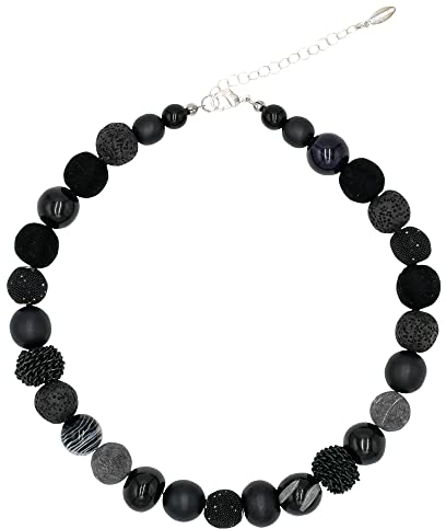 Feliss Handmade: Ketten aus Perlen Halskette Damen Statement Kette 45 cm lang in Boho Style. Choker Halsband Schmuck. Beads Perlenkette Frauen schwarz