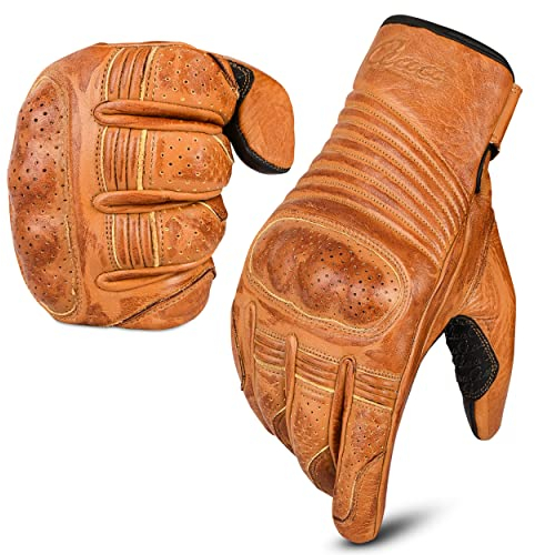 aaasportx Motorrad Handschuhe Herr Leder mit Touchscreen Funktion - Protektoren Motorradhandschuhe Herren & Damen für Sommer – vollfinger Leder Handschuhe mit rutschfesten Pads schwarz (XL)