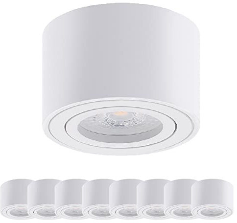 Oktaplex 9 unità faretto da superficie Lile White - incl. modulo LED dimmerabile 5W 230V 3000K Bianco caldo 80x50mm Faretto da superficie, alluminio orientabile