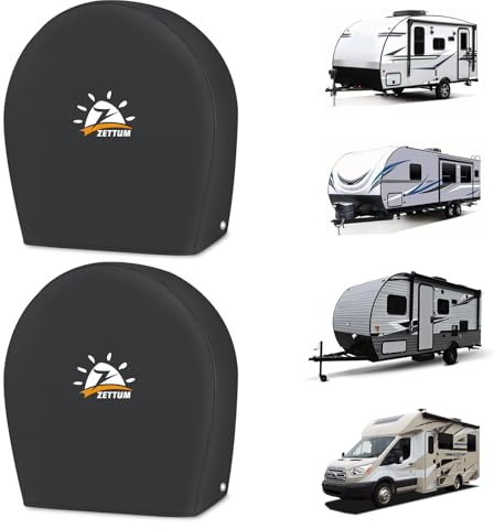 Zettum 2 Stück Reifenabdeckung für Gesamtrad Durchmesser 30-32 Zoll(76-81 cm), Radabdeckung 600D Oxford PU Beschichtung Heavy Duty & Wasserdicht Ersatzradabdeckungen für Fahrzeug, SUV, Van, MPV