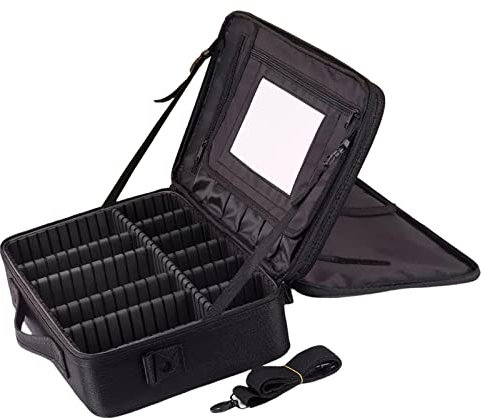 Valigetta Trucchi Beauty Case Porta Trucco Valigia Porta Trucchi Valigetta Per Trucco Vassoi Per Truccatore Custodia Cosmetica Con Specchio, Materiale Impermeabile In Tessuto Oxford,Nero ( Color : Bla
