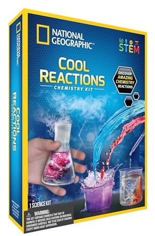 National Geographic Ensemble de Chimie – Kits scientifiques éducatifs Cool Reactions pour Enfants à partir de 8 Ans avec 5 expériences géniales | Jouets STEM fascinants pour Enfants de 8 Ans et Plus