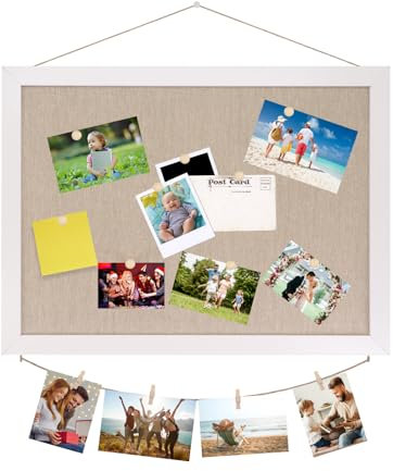 Bemodst Linen Cork Board, 40X30CM Cork Boards for Walls, Notice Boards Felt Message Pin Board, Memo Board, Notice Board for Home, Suitable for Notice Board of Offices, Schools, Bedrooms, Kitchens, Etc