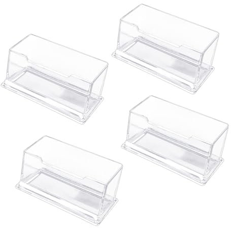 oupados 4 Stücke Klarer Visitenkartenhalter Acryl Visitenkartenständer Visitenkarte Tischständer für Zuhause, Büro, Schreibtisch Theke Ausstellung 10×3.5×4.5cm