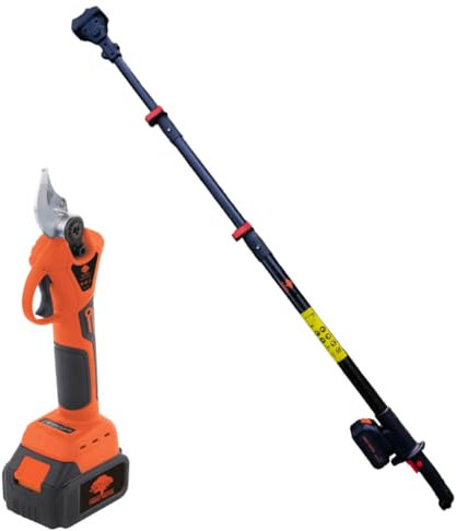 Forest Master FM-Shears+EXT Garden Pro Cordless Electric Pruning Shears - 20V Brushless Motor, Portable Battery Secateurs, Tree Pruner for Effortless Trimming (Shears with Battery and Pole)