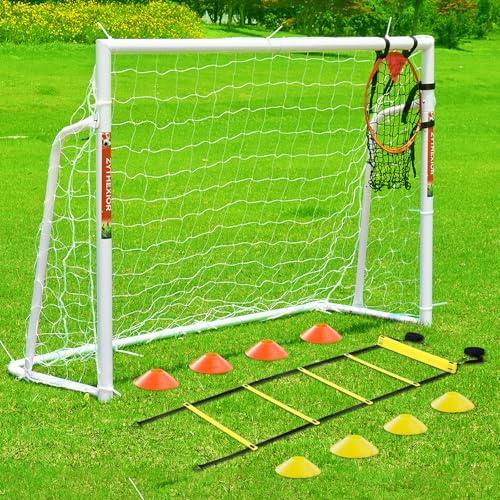 Soccer Goal 12x6,10x6.5, 8x6, 6x4FT Soccer Goals for Backyard Metal Soccer Goals for Kids Youth Adults Large Outdoor 2 Steel Soccer Goal Post Frame with Net Soccer Target Net Agility Ladder