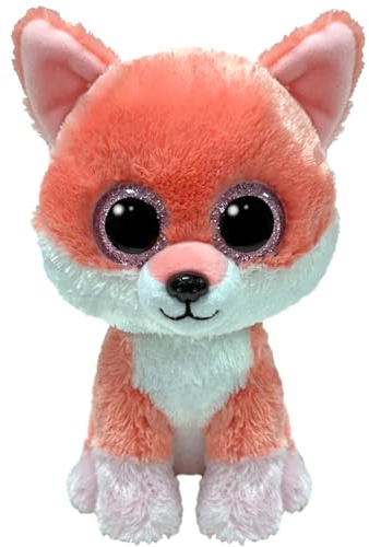 TY Beanie Boos - Vixen la Volpe con Occhi Arancioni Grandi e Glitter, il Peluche con gli Occhi Grandi Scintillanti - 15 cm - T37390