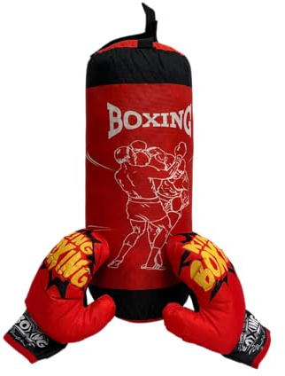 Set Pugilato Bambini Sacco da Pugilato Boxe Grande cm 50 Robusto con Guantoni Allenamento Bambini Sacco e Guantoni Guanti da Boxe Combattimento Sparring Kickboxing Sacchi Pugilato Sport Guanti Box