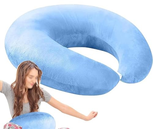Glenmi Supporto for cuscino all'uncinetto, cuscino coccoloso a forma di U, cuscini da lettura ergonomici for letto e divano for giocare, leggere, lavorare, lavorare all'uncinetto(Blue)