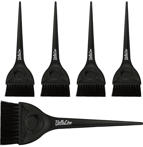 BellaLine färgpensel set – 5 stycken – svart – professionell hårfärgningspensel för frisör och hem