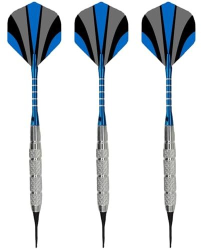 yeeplant Juego de 3 dardos de punta suave, dardos de hierro con ejes de aluminio, elegante diseño azul y plateado